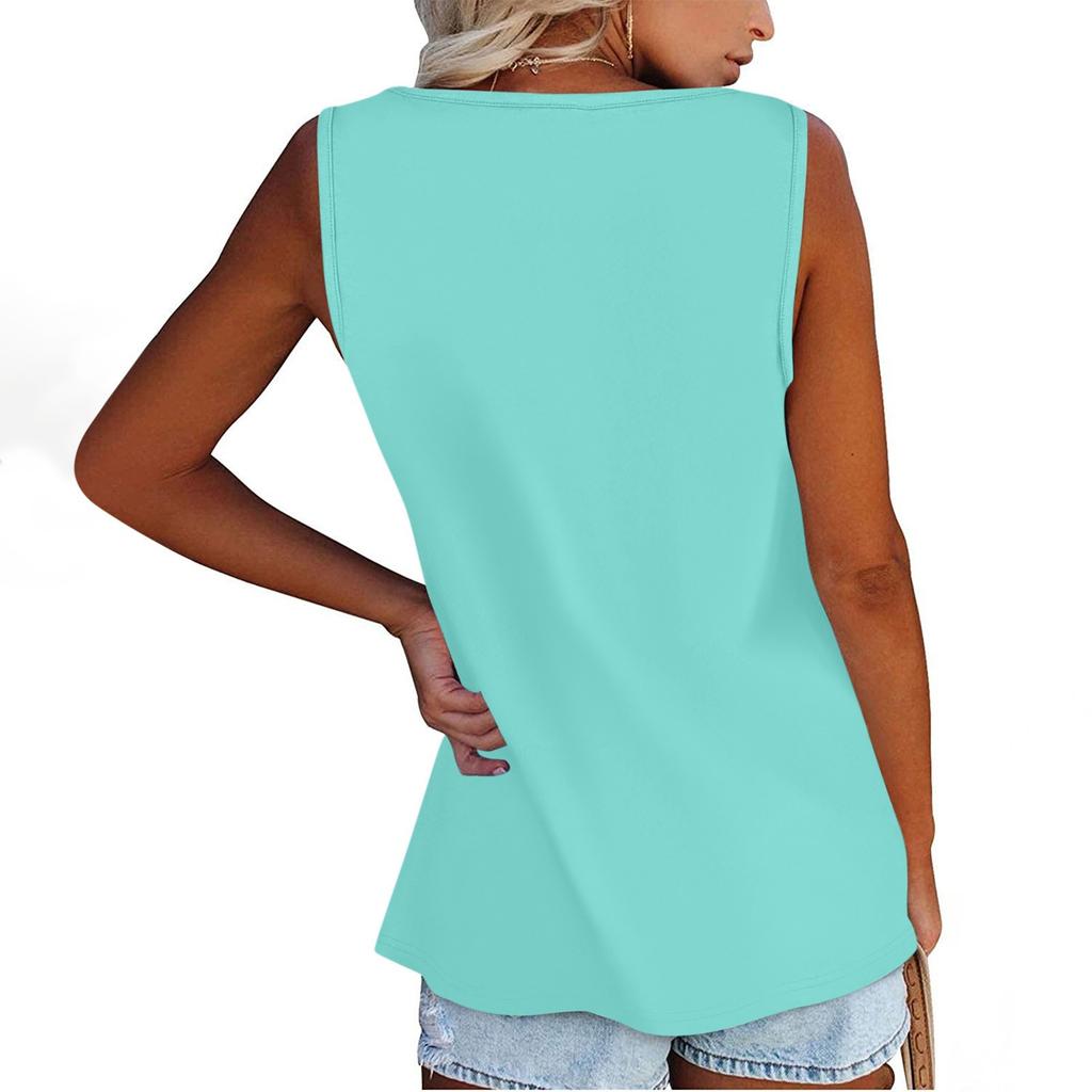 Women's Sleeveless Tank Top Button Front Round Neck Casual Summer Shirt Lightweight Soft Fabric Comfortable Fit