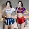 Women Sexy Lingerie Role Play Costume Women's Sexy Cheerleaders Cosplay Football Babydoll School Girl Mini Top Skirt Dress Set