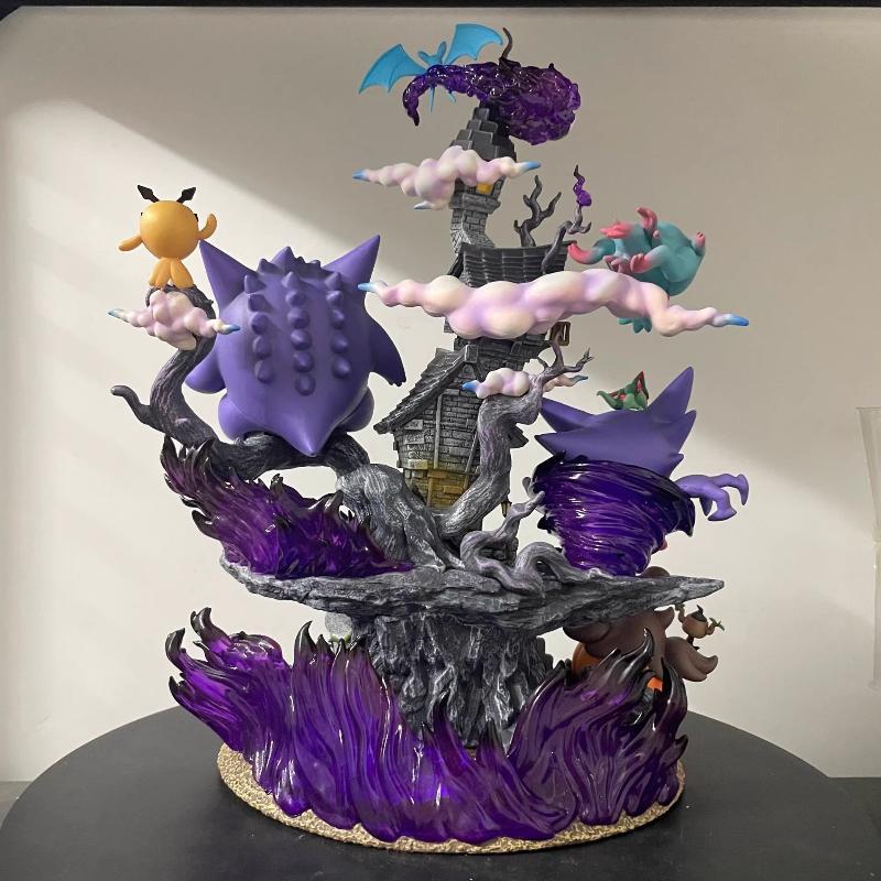 Latest Pocket Monster 31cm EGG Ghost Type Family Set Gengar Evolution Gk Figures Pvc Anime Static Statue Surprise Presents Playthings