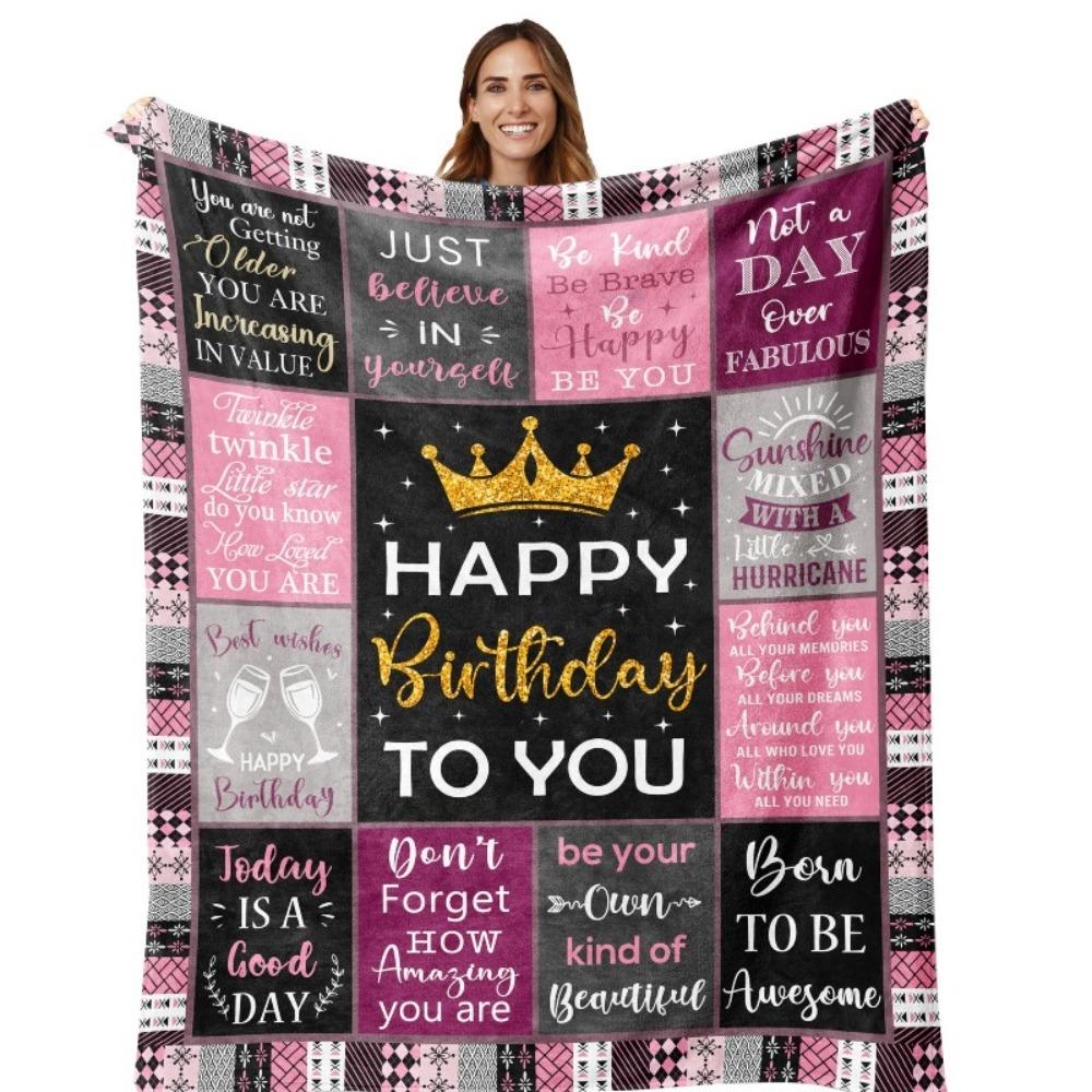 80. Geburtstag Geschenkdecke Druck Weiche und Bequeme Flanelldecke für Sofa Bett Wohnzimmer