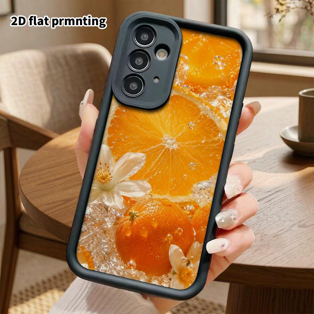 Phone Case: 2D Flat Samsung Galaxy A34 A35 M05 M06 S20 S22 S21 FE Plus 5G Layered Protective Case, Cool Orange Citrus, Christmas and Halloween Gifts