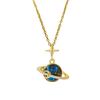Elegant Blue Zircon Moon Pendant Necklace - Luxury European & American Design
