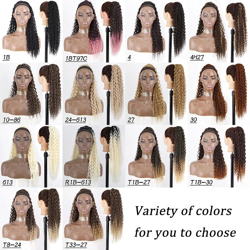 MISS WIG Women Long Kinky Curly Ponytail Hair Extensions Synthetic Drawstring Ponytail 26Inch Chip-In Wig Wrap Around Ponytail