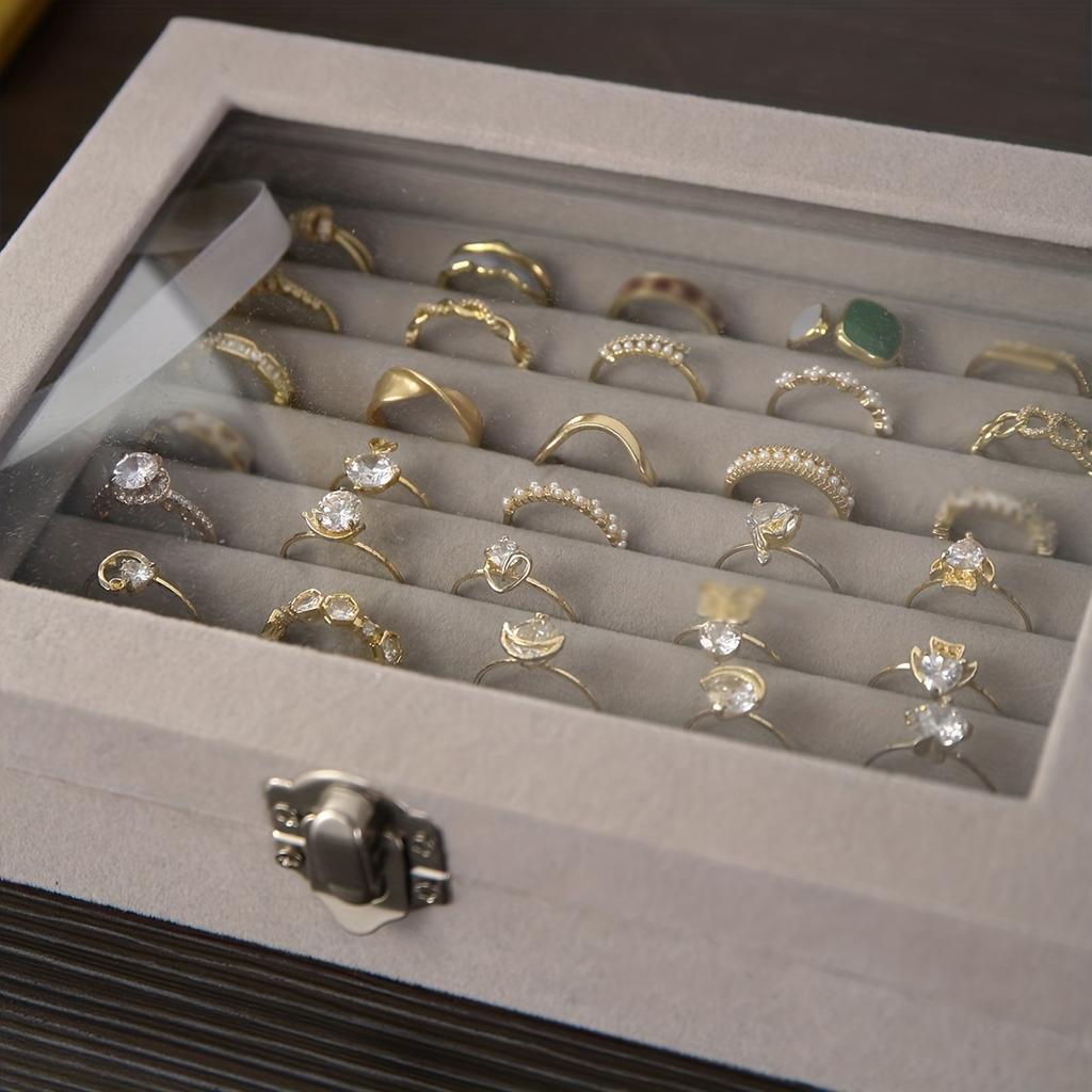 1pc Stylish Clear Lid Jewelry Organizer for Girls and Women - Ring, Earring, Bracelet Storage Case with Jewelry Box-Only Jewelry Boxes