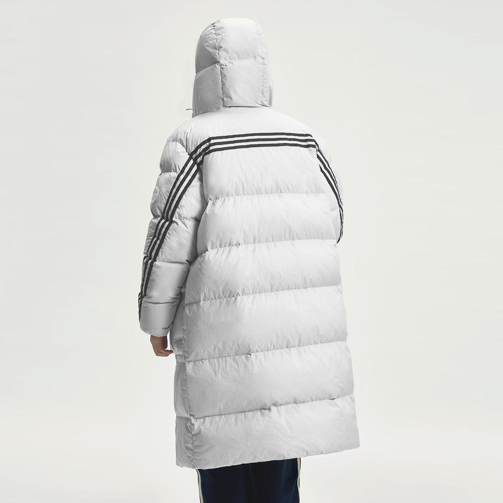 Adidas Originals FW25 Long Down Jacket Three Stripes Duck Down Warm Loose Fit Hooded Long Down Coat Unisex Outerwear KC2566