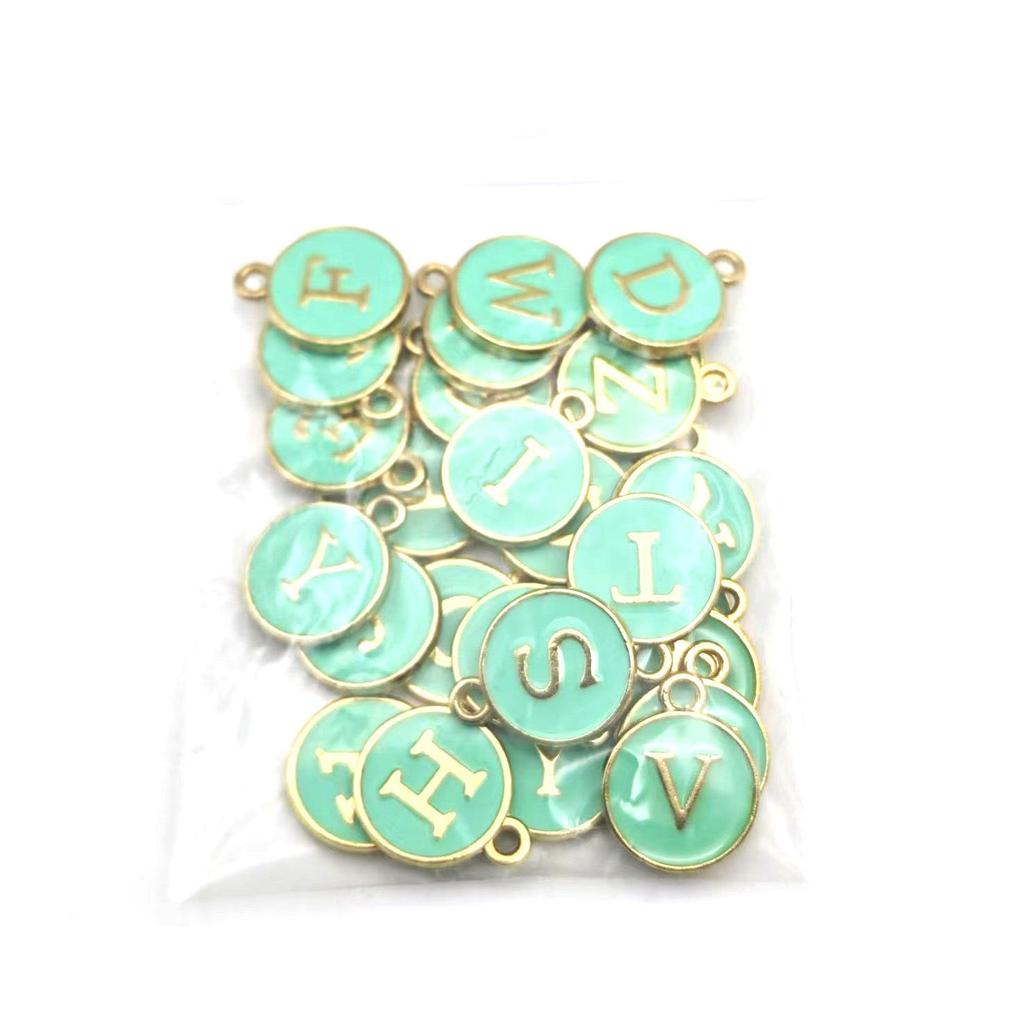26-Piece A-Z Double-Sided Oil Drop English Letter Pendants for DIY Jewelry & Bracelets