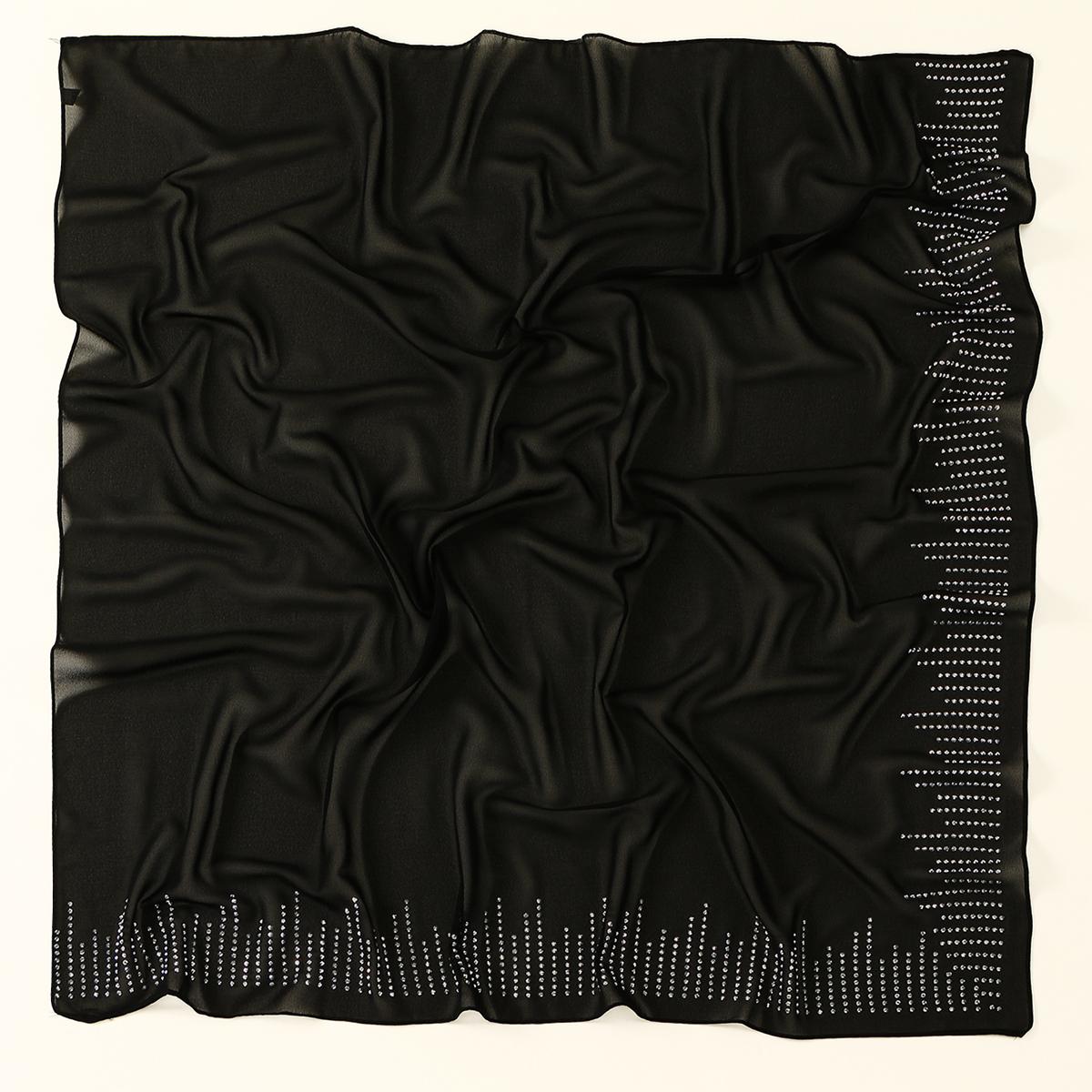 

Rhinestone Chiffon 90 Square Scarf Muslim Hijab Shawls Women Fashion Wraps Islamic Casual Cape High Quality Ladies Scarves