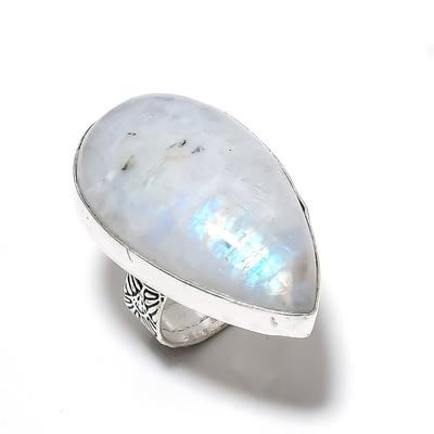 Natural Rainbow Moonstone Gemstone 925 Sterling Silver Gift Ring Size 8 Y2f88