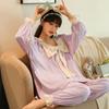 Høst Vinter Kvinner Koreansk Temperament Retro Søt Langermet bomullspyjamassett Nordic Fashion Palace Style Prinsessestil Hjemmeklær