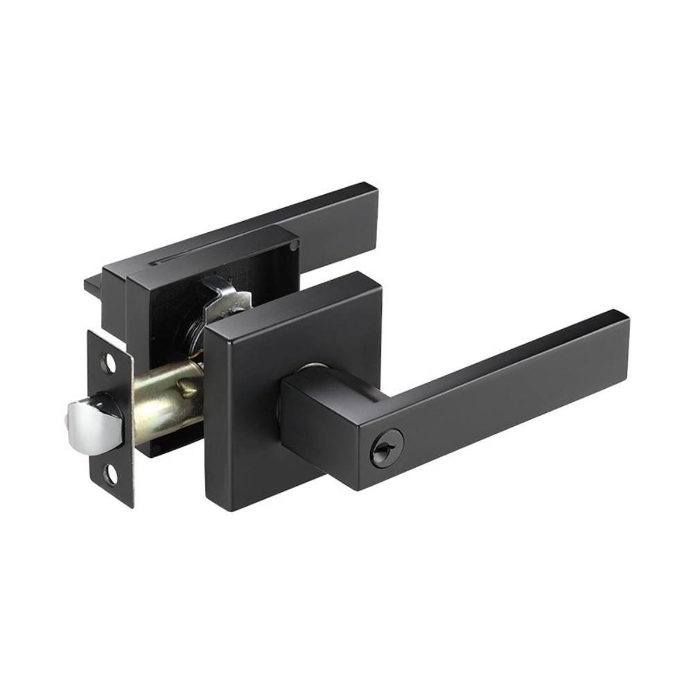 

Aluminum Alloy Three-Bar Door Lock Square Furniture Hardware Three-pole Handle Lock with Keys Privacy чёрный
