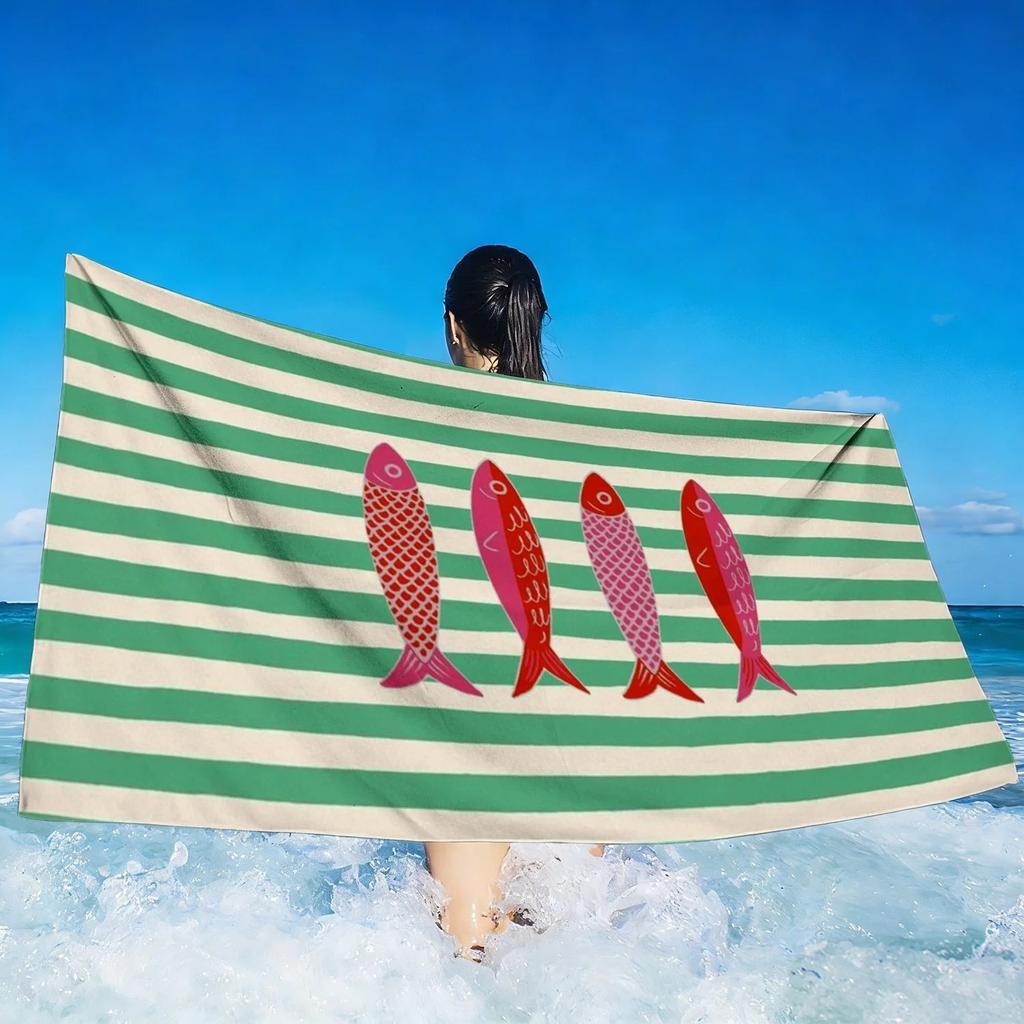 Beach Towel For Adults Large Fish Print Plus Size Beach Towels Quick Dry Sand Free Swimming Pool Travel Shower Gift For Vacation