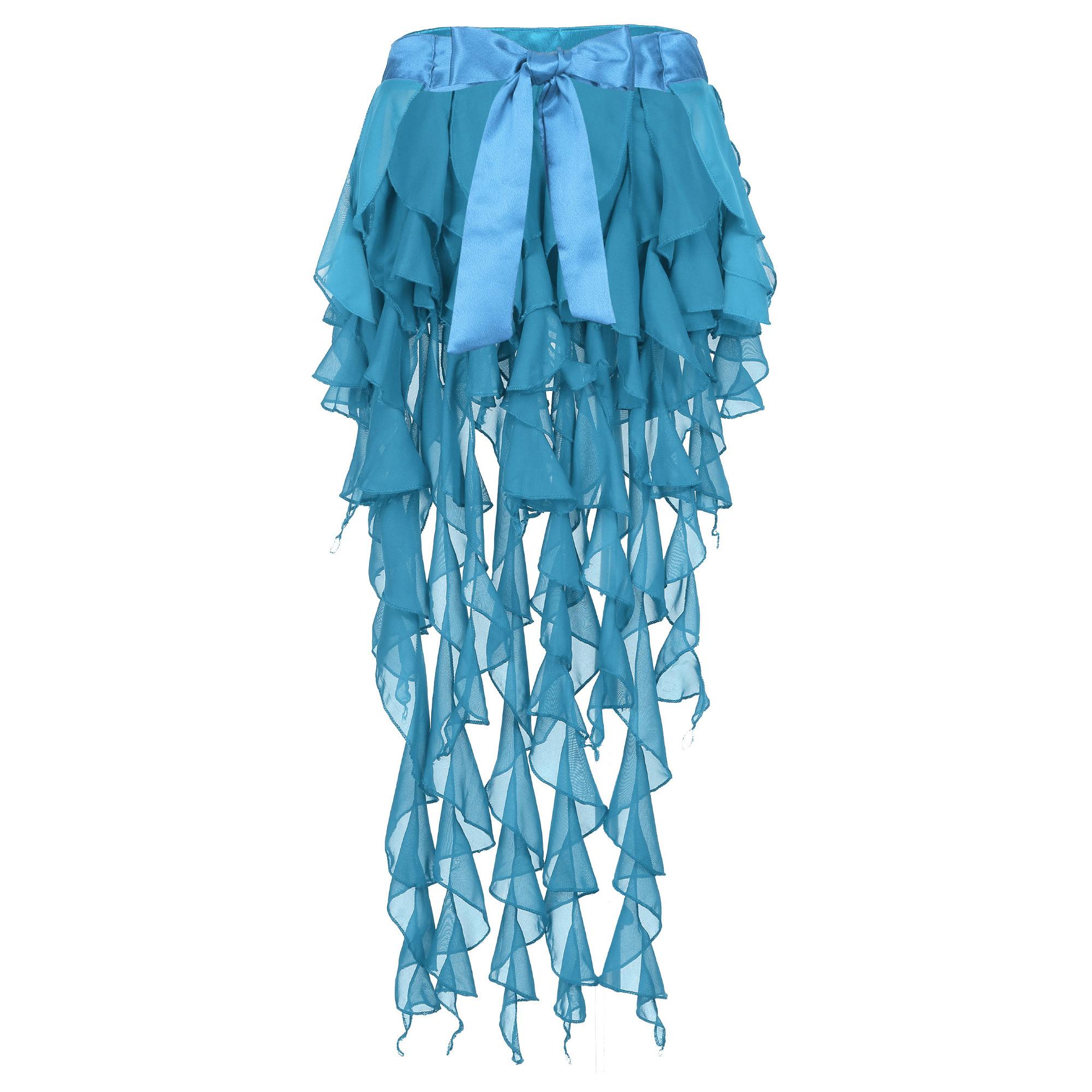 

Женский костюм для танца живота со шнуровкой на бедрах, асимметричным подолом, шифоновая юбка для профессиональных танцевальных выступлений One Size