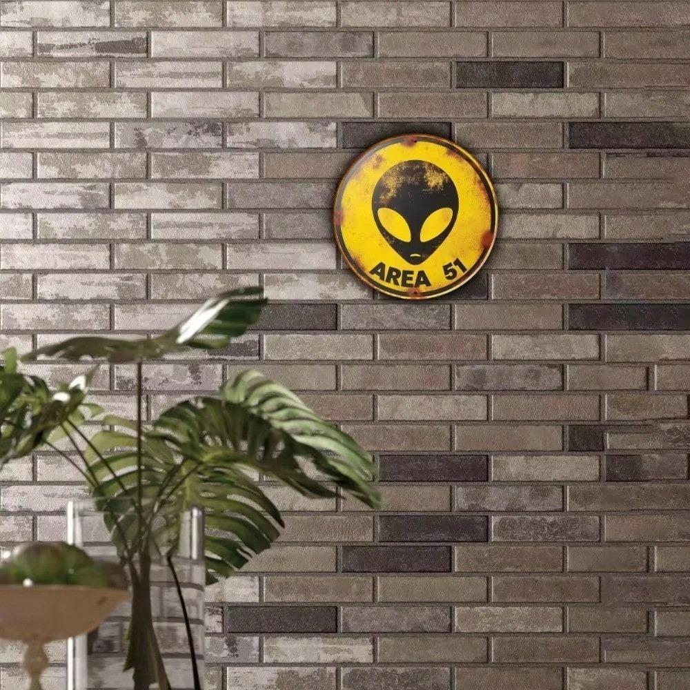 Vintage Area 51 UFO Metal Tin Sign Alien Decor Retro Wall Art