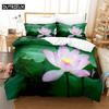 Pink Lotus Queen Bedding Set Green Duvet Cover Set Kids Bedding Digital Printing Bed Linen King Size Duvet Cover Set Bedding Set