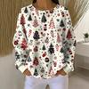 Women's Crew Neck Long Sleeve Waffle Knit Henley Top Loose Fit Casual Sweatshirt