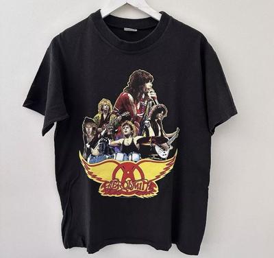 Vintage 1988 Aerosmith Walk This Way Schwarzes Unisex-T-Shirt Nachdruck S5XL KH9576 Unisex-T-Shirt