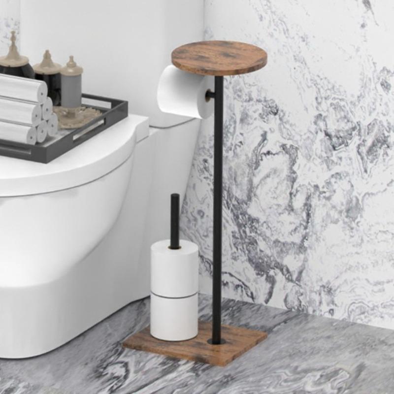 Floor Toilet Paper Holder Bathroom Tissue Rack Multifunctional Tissue Holders Wood Elegant Napkin Racks Bathrooms Accessories
