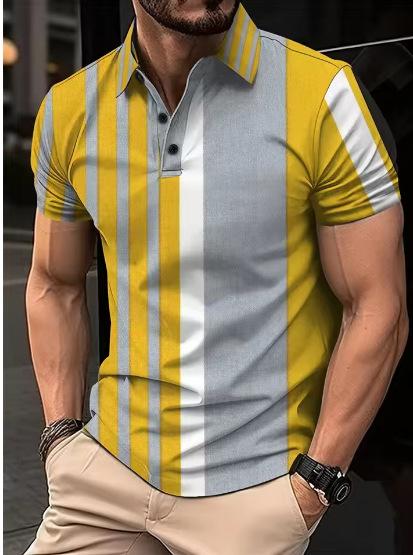 3D printed pattern men s polo shirt comfortable and breathable summer XXS