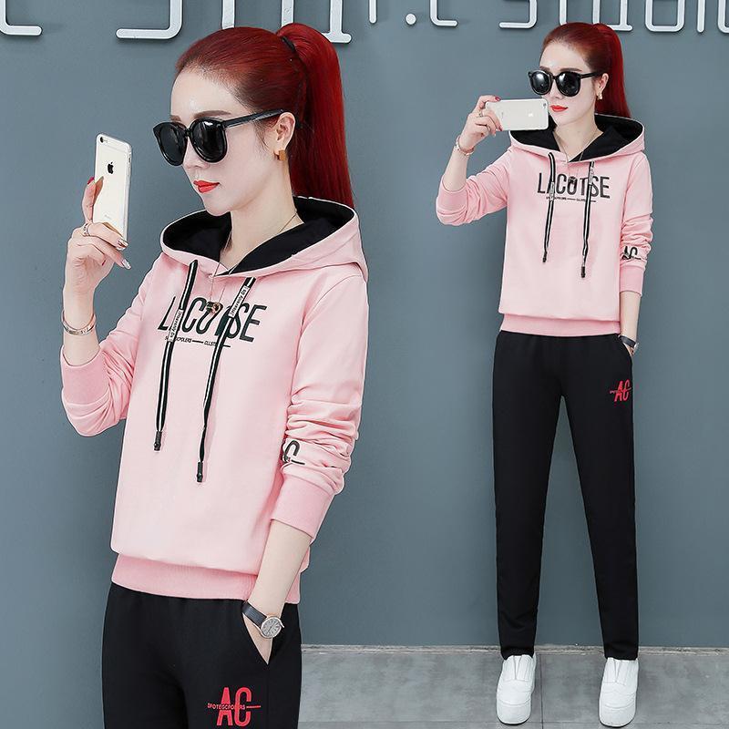 Set Sport Casual Primăvară și Toamnă Set Două Piese Hanorac cu Glugă Mărime Mare Femei