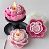 1pc New Lotus Rose Peony Candle Mold, 3D Flower Soap Gypsum Craft Resin Cement Silicone Mold, DIY Chocolate Cake Baking Supplies