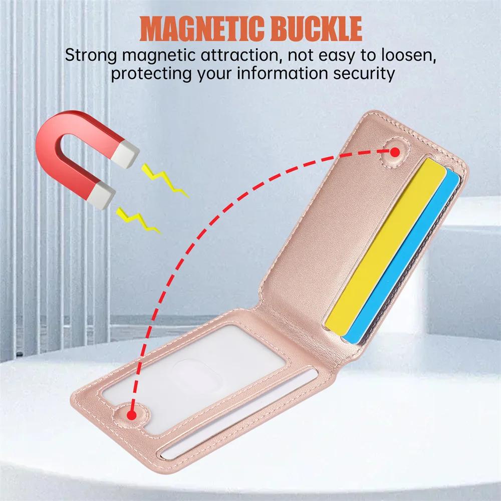 For iPhone 17 16 15 14 13 12 Pro Max Magnetic Leather Card Holder Wallet for Apple Magsafe Phone Bag Cover with MagSafe ;\[;'