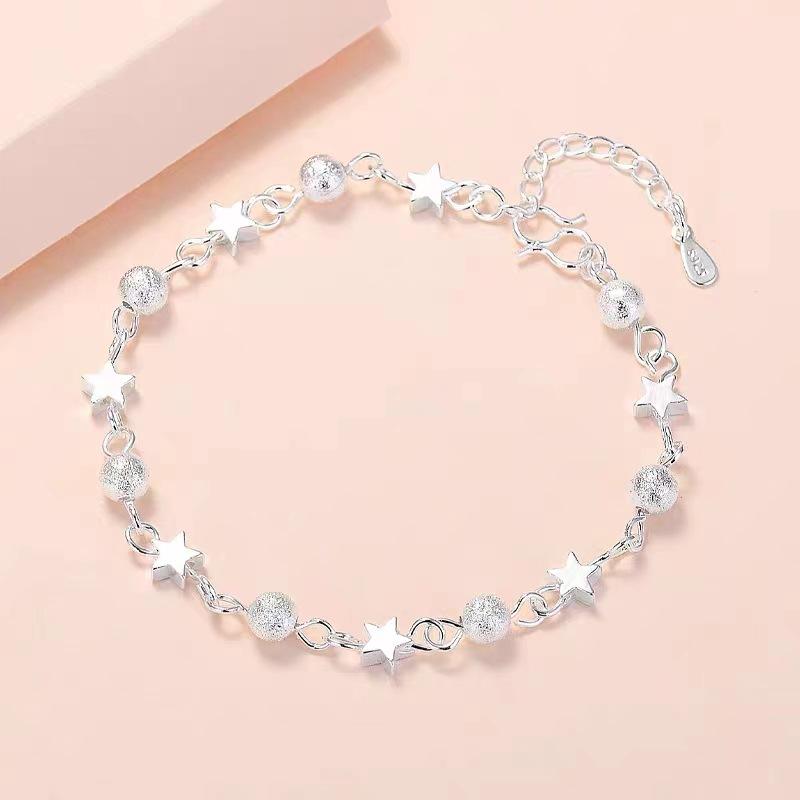 925 Silver Star Moon Bracelet Women Fashion Korean Crystal Double Layer Charm Party Jewelry Gift