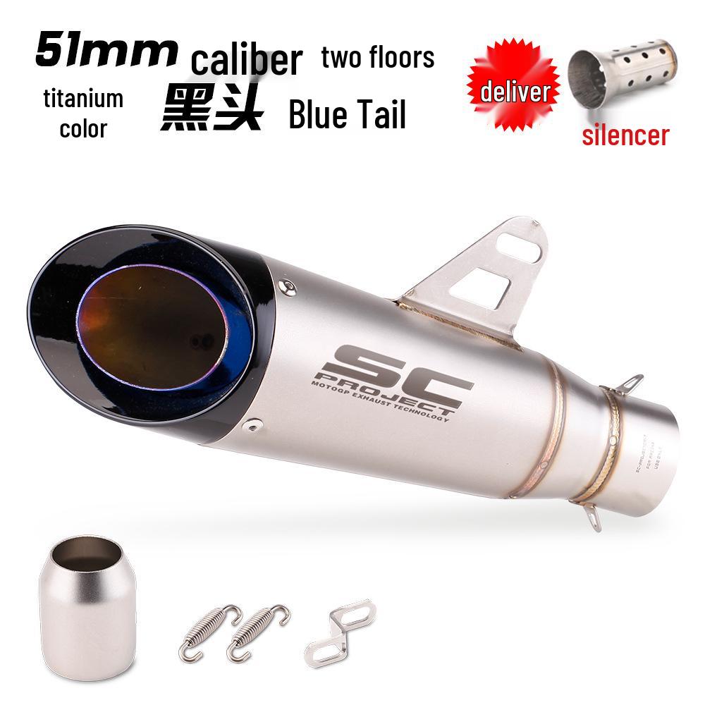 Modified SC Exhaust Pipe for Z900, Ninja 400, CB650R, R3 – Two-Layer 51mm