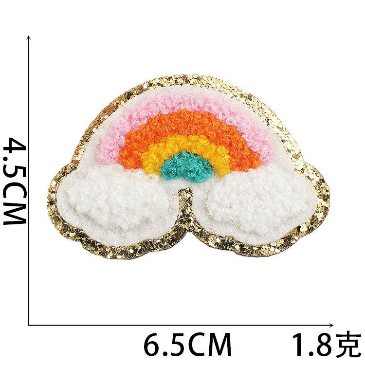 Towel Embroidery Rainbow Embroidery Cloth Sticker Ironing Chenille Patch Sticker Cartoon Greet Lightning Embroidery Chapter Boy #1_3 pieces