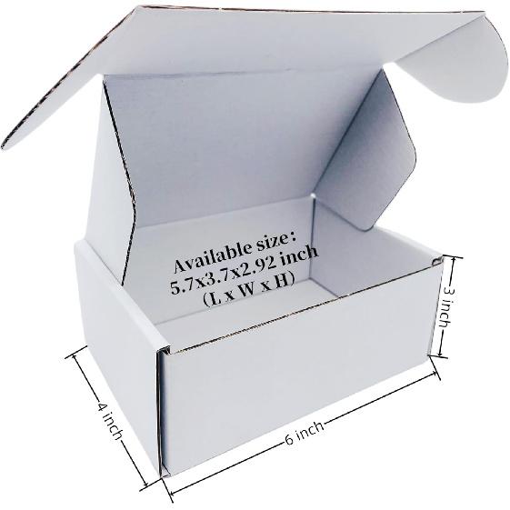 6x4x3 inch Small White Mailers Boxes Recyclable Corrugated Gift Box for Packaging Shipping Set of 10