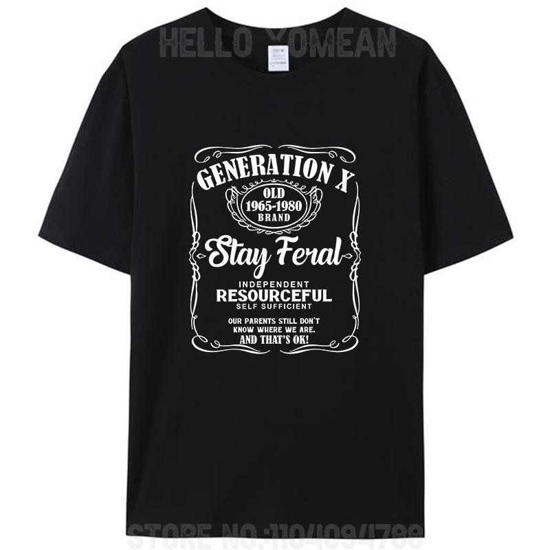 Generation X Stay Feral Resourceful Self Sufficient Funny Women Men's T-Shirt Gen X Graphic Casual Tee Shirts Hipster Loose Tops
