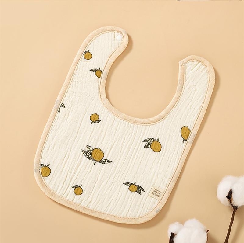 Soft & Absorbent Cotton Baby Drool Bibs 4 Layers Newborn Bibs Rabbit Lemon Pattern Baby Burp Cloth Suitable for Newborns