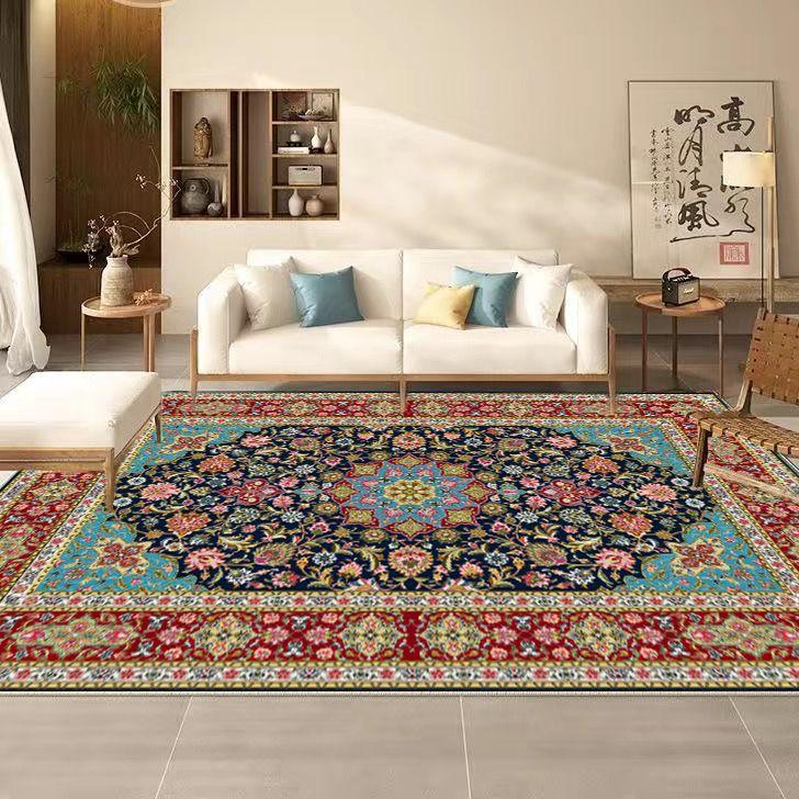 Persian Retro Carpet Living Room Big Size Non-slip Bedroom Decoration Rug Non-slip Mat for Kids Easy Cleaning Machine Washable