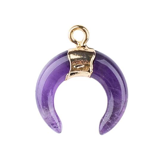 DIY Pendant Gold-Plated Edging Crescent Horn Design Natural Imitation Crystals Jade Necklace Bracelet Earrings Charm DIY Jewelry Making Accessories