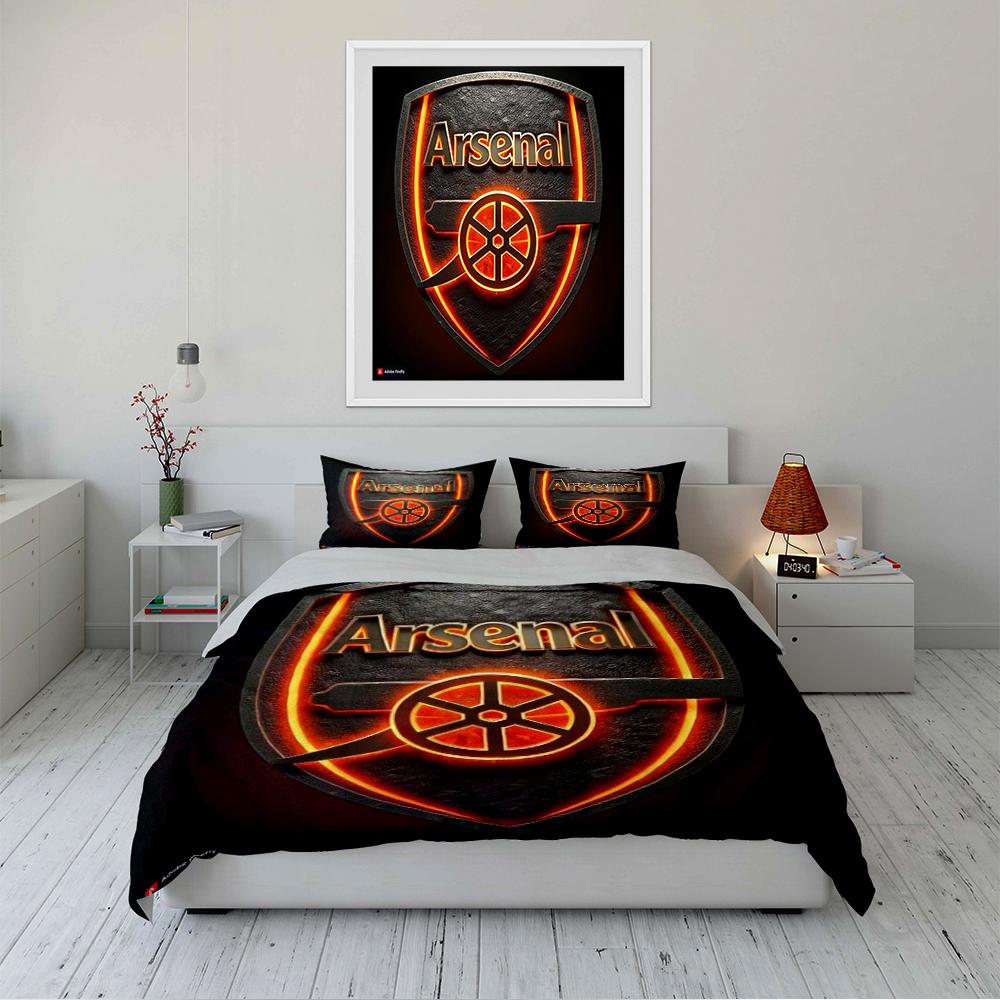 Arsenal Logo Bedding Set Bedding Set (1 Duvet Cover, 2 Pillowcases, Duvet Not Included)