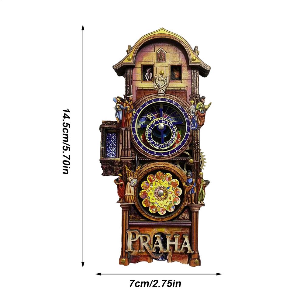 Prague Astronomical Clock Fridge Magnet Gear Rotating Refrigerator Sticker Travel Souvenir Decorative Gift For Kitchen Home
