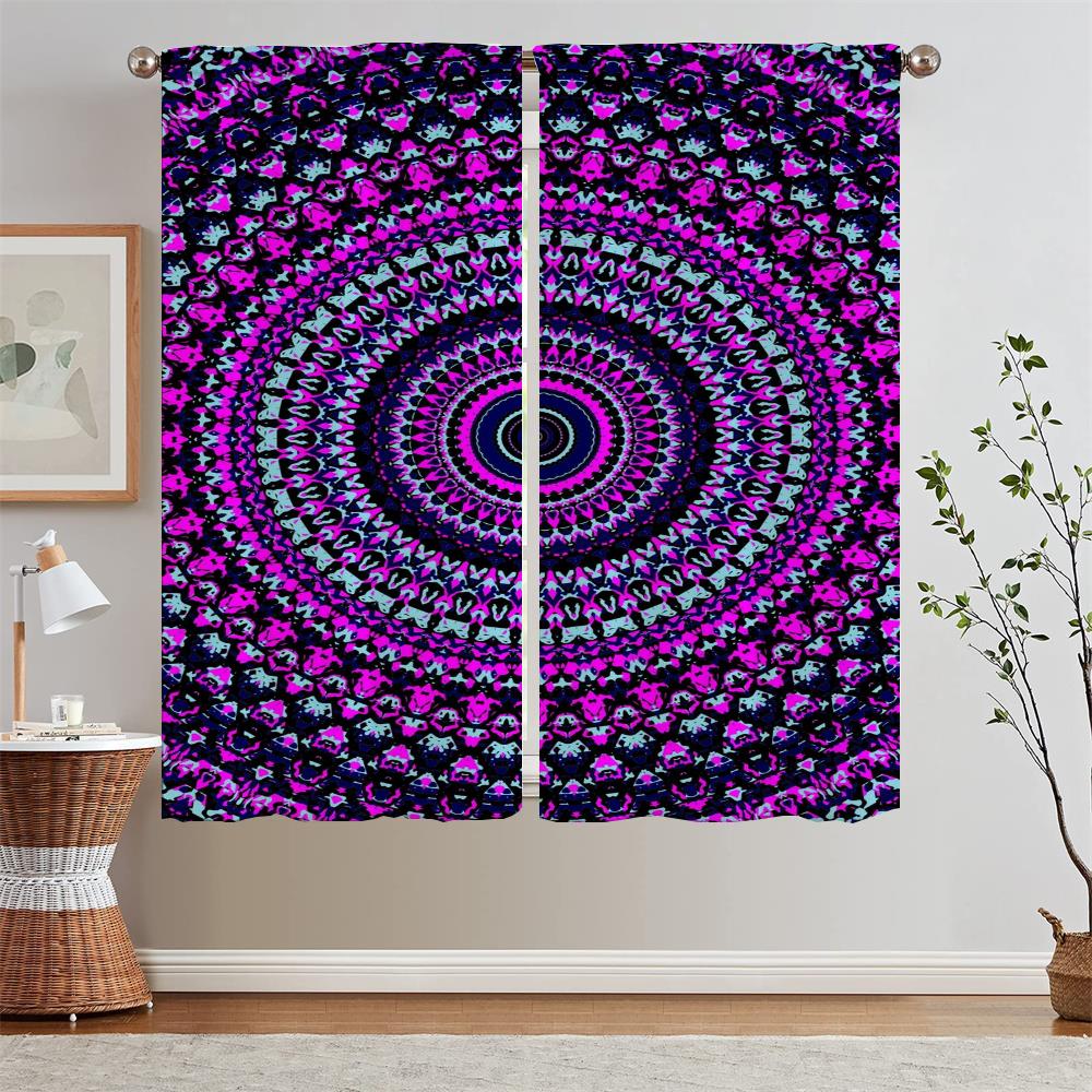 Trippy Vibrant Mandalas Kitchen Curtains for Bedroom Decoration Curtains Living Room Window Curtain Tiebacks Tulle In Kitchen