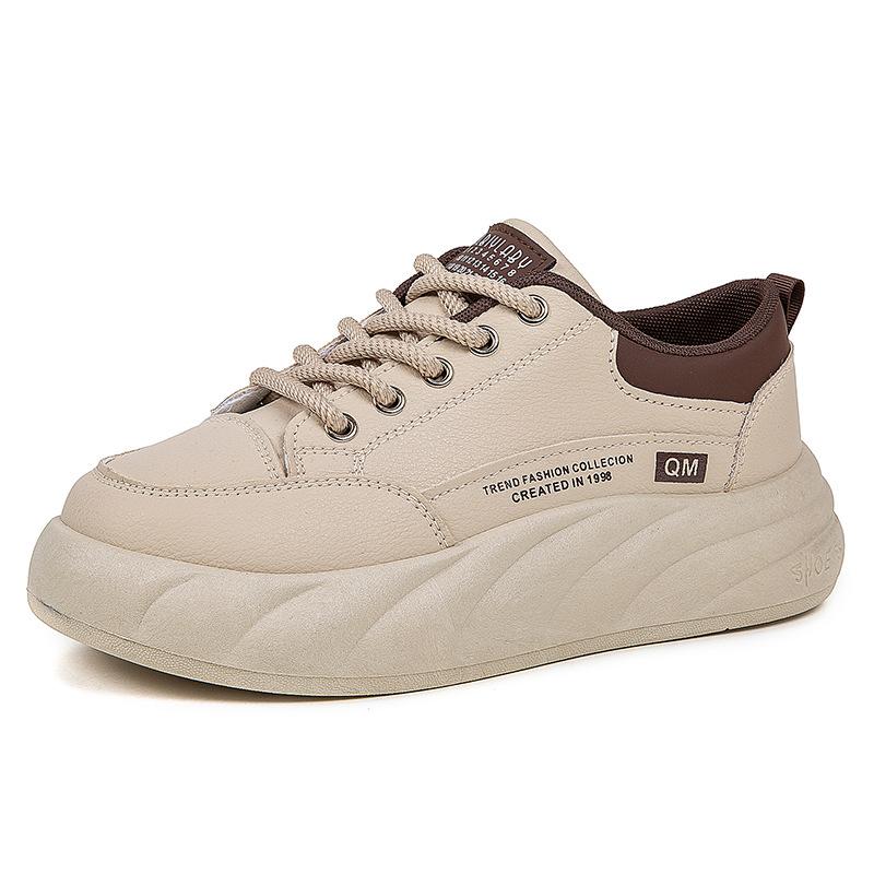 [Customized] New autumn versatile sports and leisure shoes women's wear-resistant thick baseplate shoes lightweight soft-soled white shoes