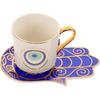 Kichvoe Evil Eye Coffee Mug Set Tea Cups and Saucers Turkish Blue Eye Espresso Cup Water Milk Drinking Cup with Ceramic Hamsa Hand Saucer Candy Plate
