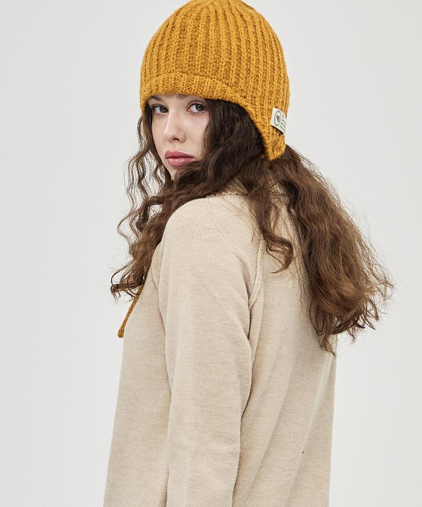 THE-ABON Mini Earflap Beanie Mustard