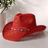 2026 Melesh Western-style Ginger Cowboy Hat with a Flexible Brim The Bohemian Style Is Perfect for Sun Protection On the Beach.