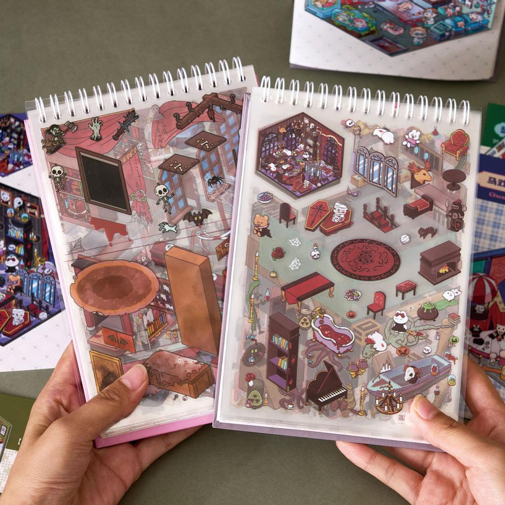 20 Scene Stickers Per Pack Terror Town 5.0 Series Miniature 3D Cabin Children's Handmade Fun Toys