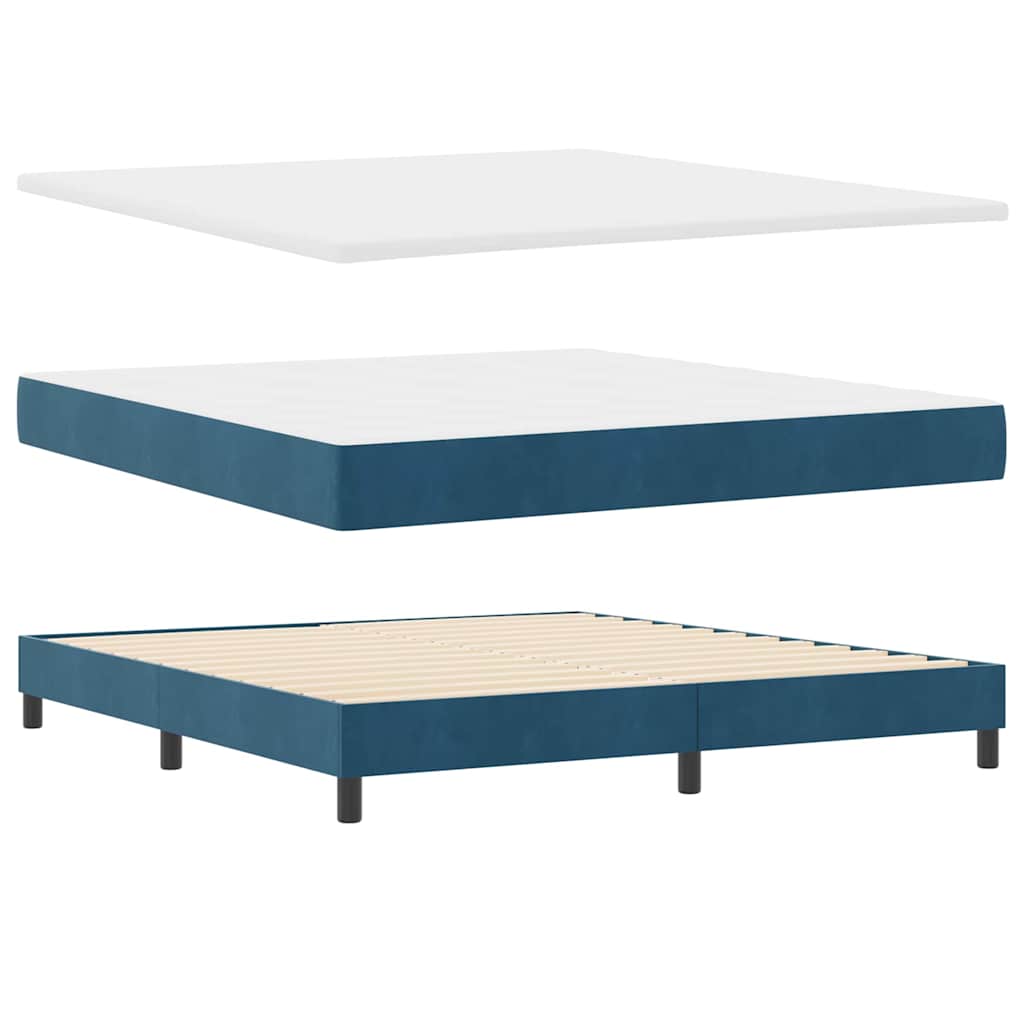 Box Spring Bed with Mattress Dark Blue 180 x 200 cm Velvet