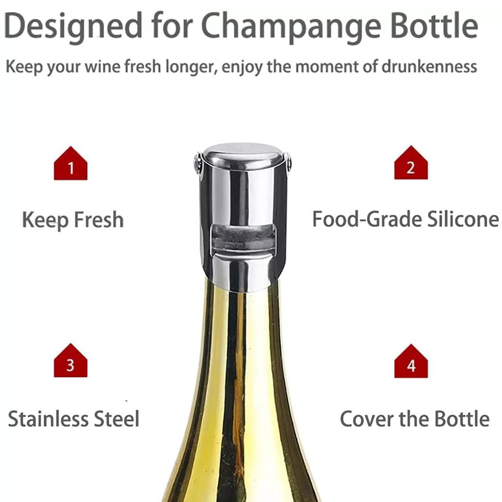 1/3/5/12PCS Steel Champagne Bottle Stopper Shiny Wine Bottle Stopper Sealer Leak-proof Bubble Sealing Tools Wine Beer Cork Plug 7