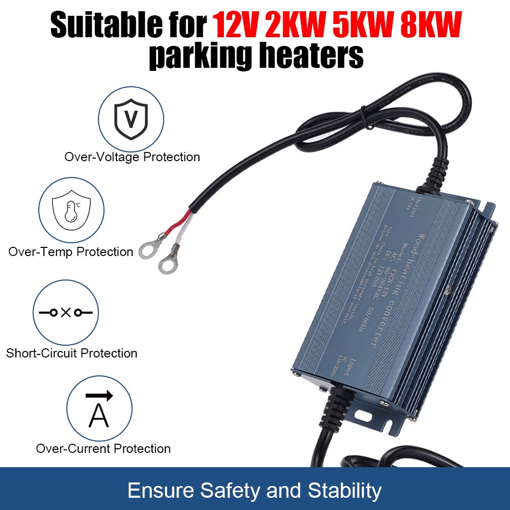 12V 20A Plug Power Converter AC110V -220V to DC12V Power Adapter Diesel Air Heater Adapter Power Cord for Household Electrical
