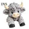 Creative Home Office Ornaments Cute Highland Cow Monitor Figurine, 3D Printed Animal Sitting on Small Topper Figurine Computer Screen Edge Ornament,
