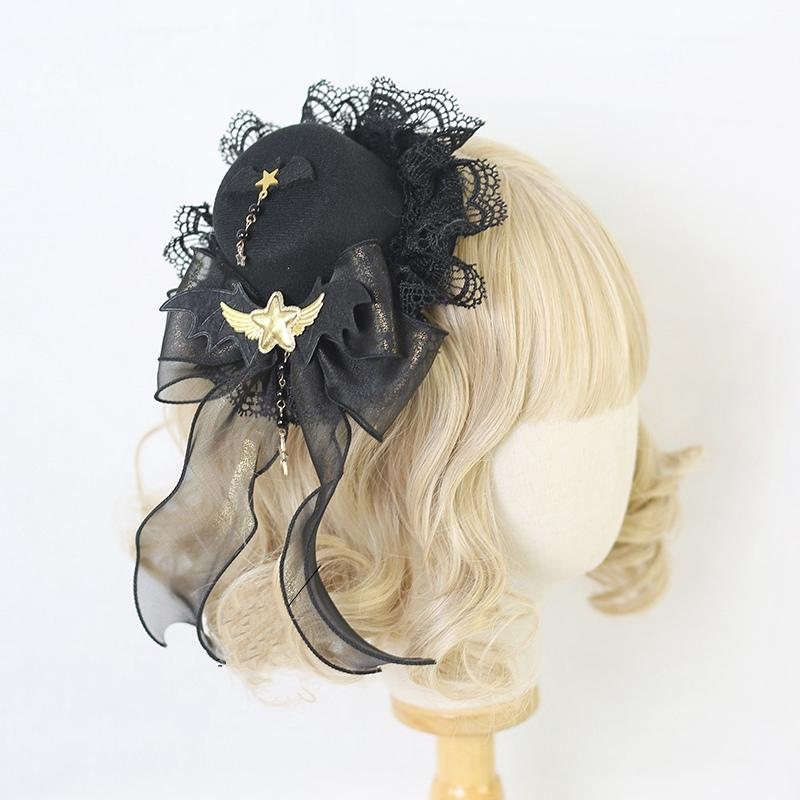 Black Curved Cone Witch Hat Gothic Lolita Women Cosplay Dress Hat Accessories Halloween Party Magical Clown Wizard Hat Decor