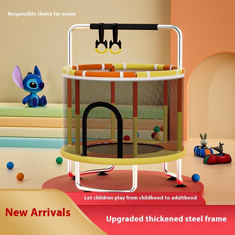 Home children's indoor baby bouncy bed with children's toys, fitness equipment with protective nets, thick steel pipe trampoline