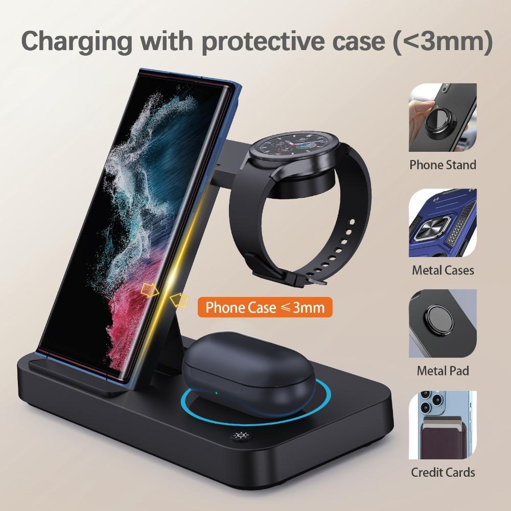 Fast 15w Portable 3 in 1 Wireless Charger Foldable 3 In1 Folding Stand PD Charging Station Dock for iPhone IWatch Earphone Watch