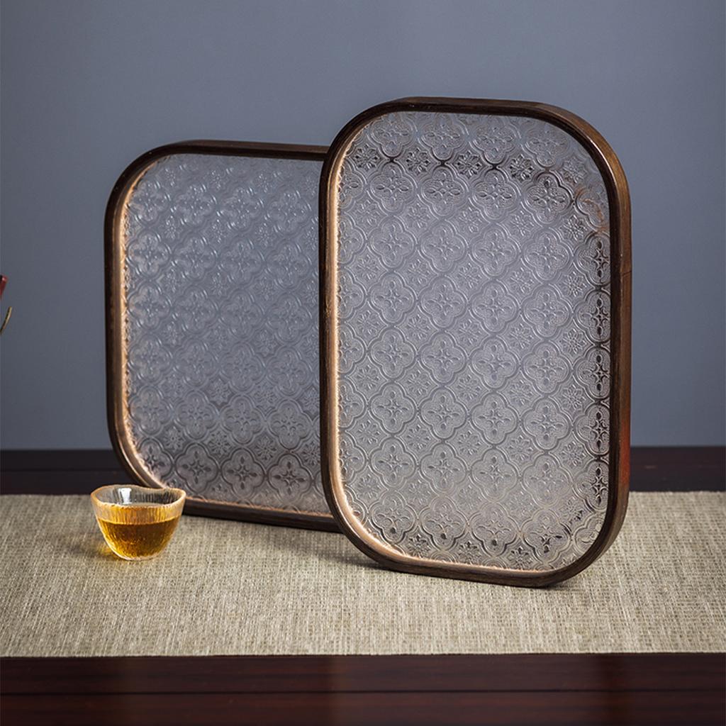 Bamboo Crystal Tray - Bathroom Decor Organizer for Counter - Modern Home Decor Organization Set for Soap Dispenser Candle