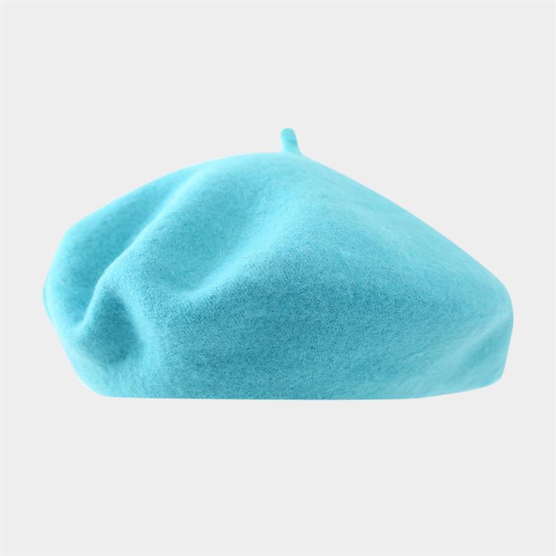 

Solid Color Wool Beret Girls Winter Versatile Bud Hat Japanese Literary and Retro Painter Hat 56-59cm озеро синього кольору